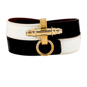 Authentic Givenchy leather Obsedia Black - White Belt bracelet with Gold Buckle